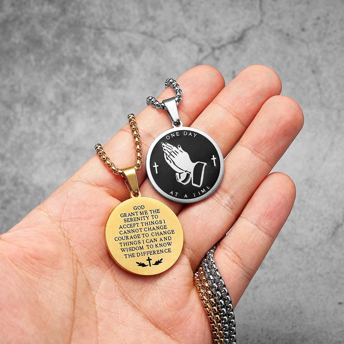 Cross Praying Hands Bilble Men Necklaces Stainless Steel Pendant Chain Women Jewelry HipHop Cool Accessories Gifts Wholesale