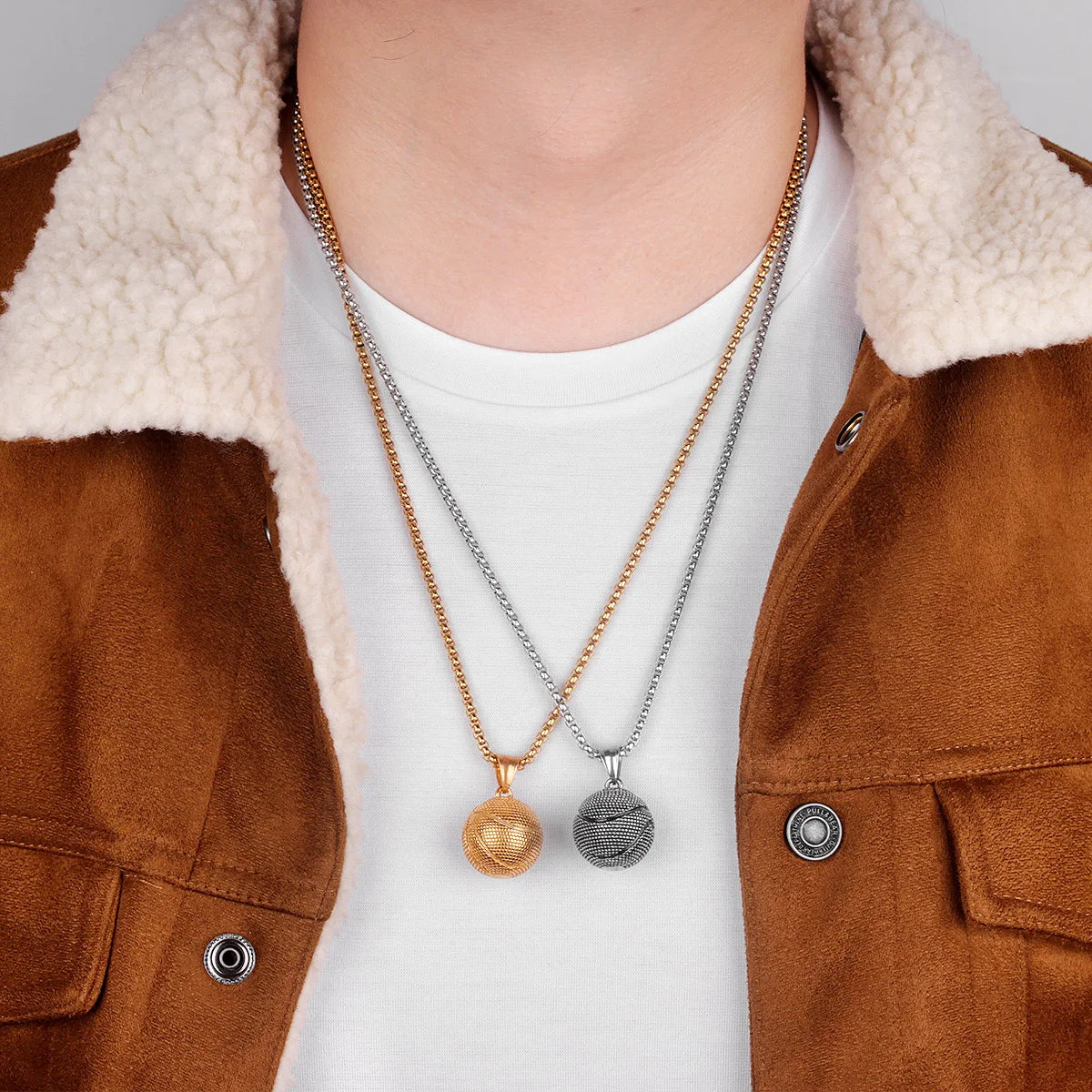 Basketball Mens Long Necklaces Pendants Chain Hip Hop Punk for Boy Male Stainless Steel Jewelry Creativity Gift Wholesale