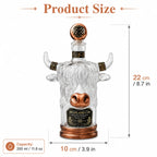 Scottish Highland Cow Glass Whiskey Decanter Vintage Copper Accent Liquor Bottle for Home Bar Display and Men’s Gift