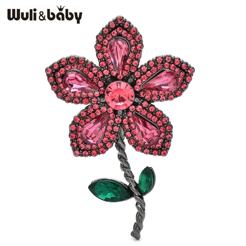 PENDRA Floraspark Rhinestone Flower Brooch