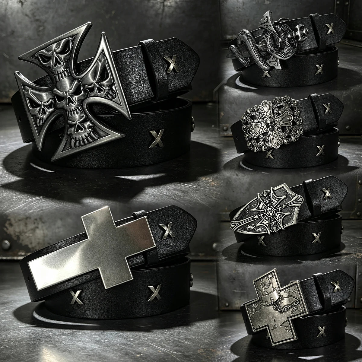 Men's Punk Style X Rivet Decorated Heavy Metal Belt Women Casual Fashion Jeans Decorative Belt-Rock Gothic Y2k Belts For Women