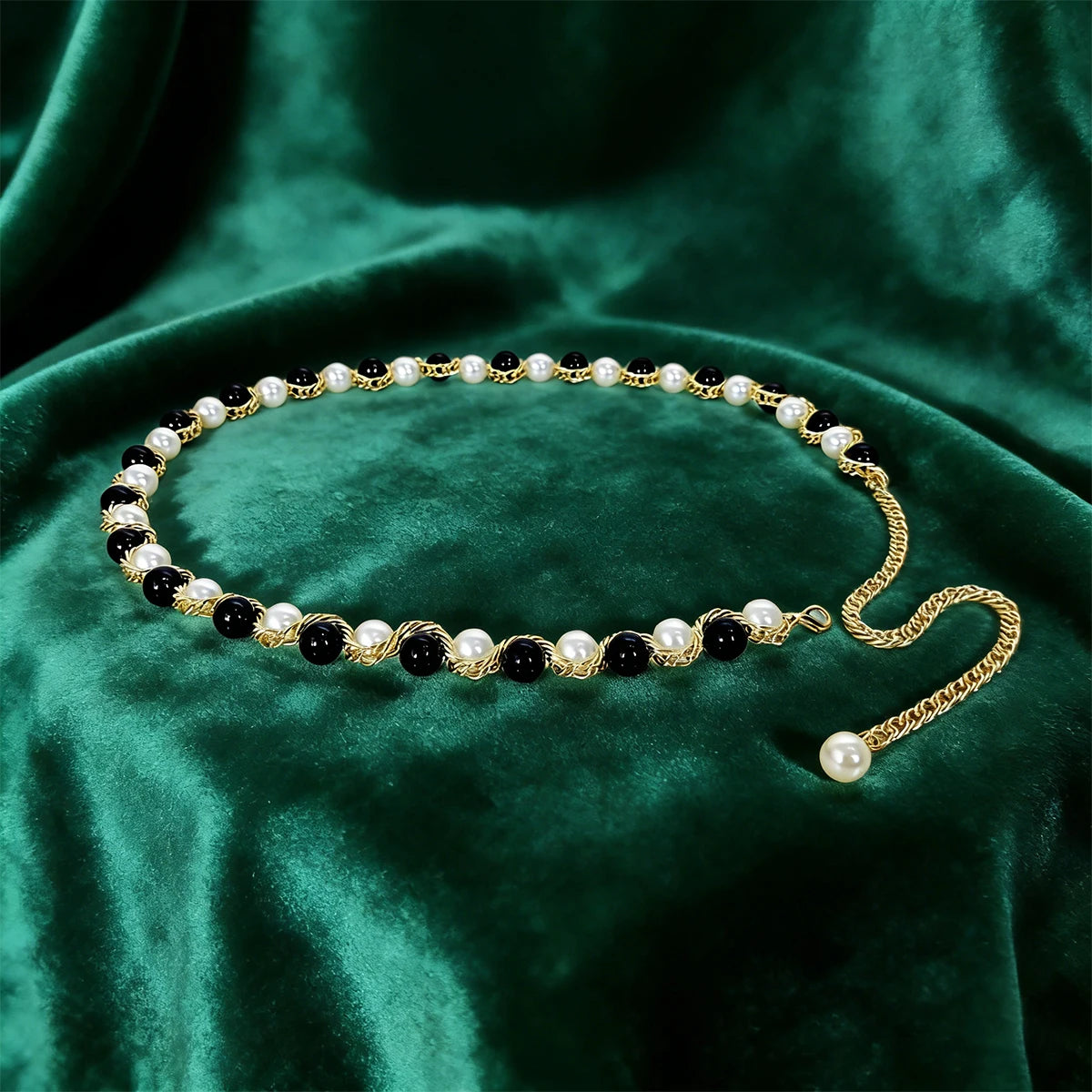 Pearl metal high-end waist chain with a simple and versatile temperament Luxury Designer body chain spicy girl street nightclub