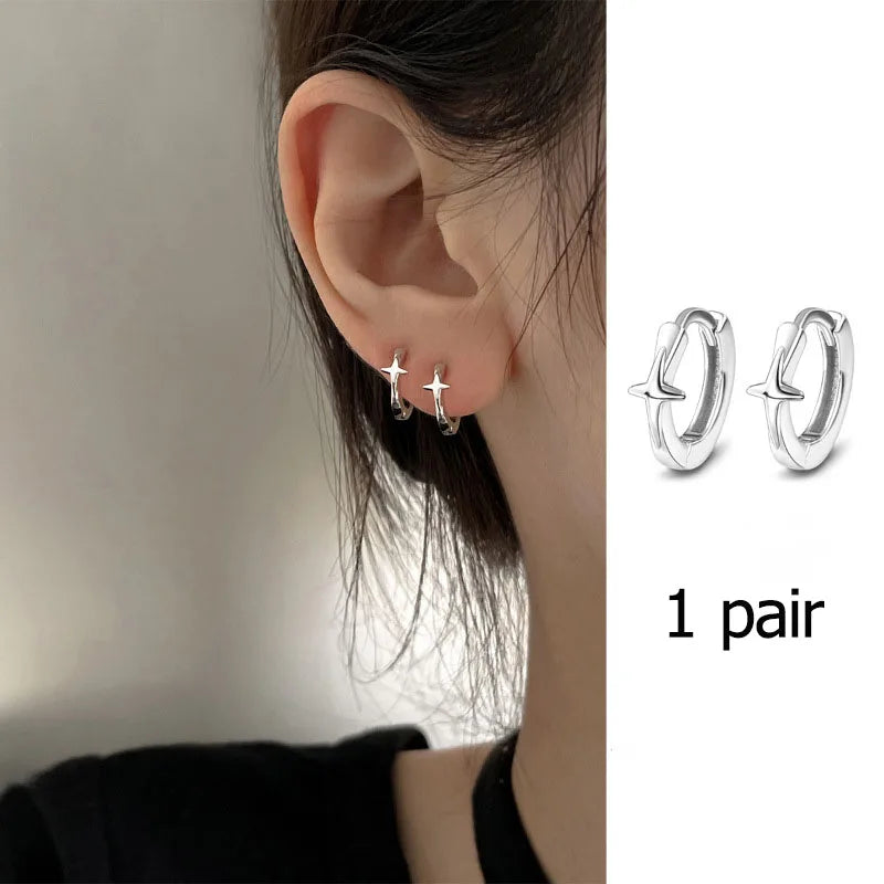 VENTFILLE 925 Sterling Silver Geometry Studs Earring for Women Splicing Korean Hip Hop Versatile Jewelry Gift Dropshipping