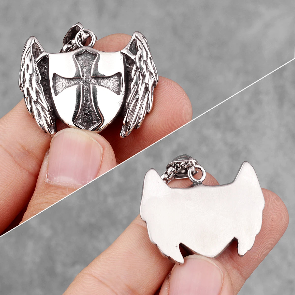 Cross Shield Crusader Stainless Steel Men Necklaces Pendants Chain Punk for Boyfriend Male Jewelry Creativity Gift Wholesale