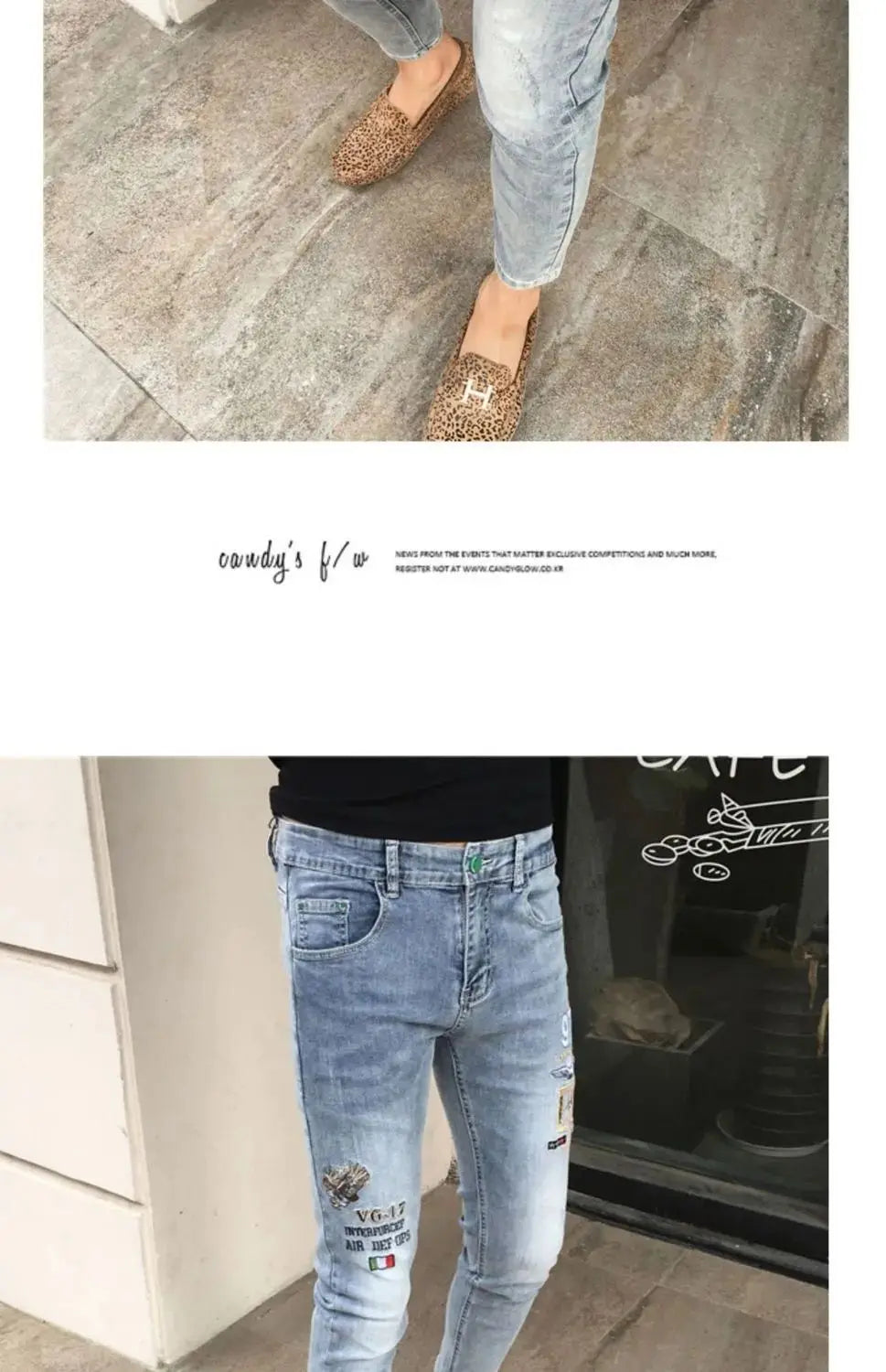 High Quality Stylish Low Rise Men's Designer Clothes New Blue Embroidered Jeans for Men Slim Kpop Style Students Cowboy Pants