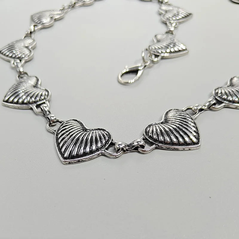 Vintage Women Waist Chain Belt Female Metallic Love-Heart Punk Gothic Accessories conch Metal Body Jewelry Dress Jeans Waistband