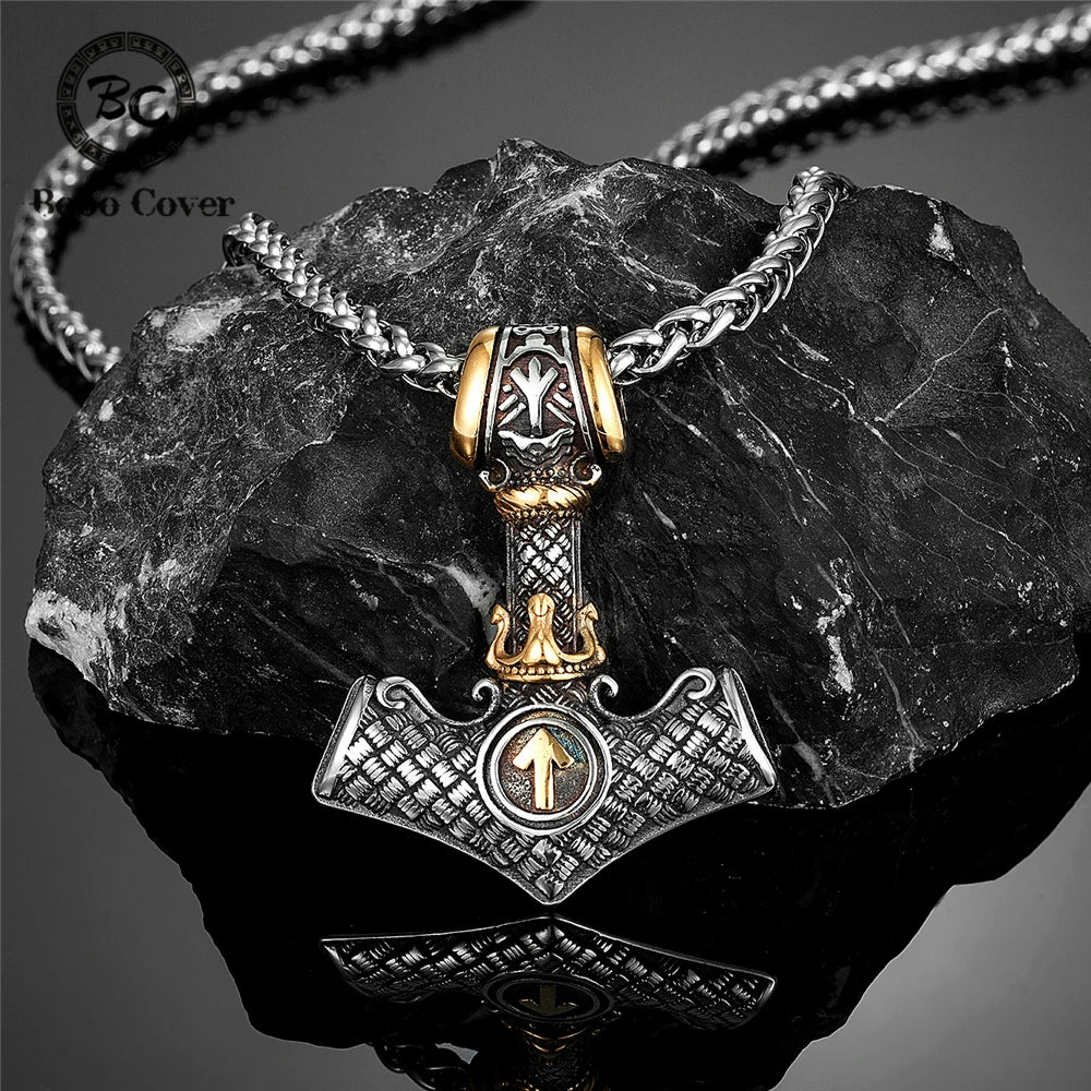 PENDRA Crow Rune Steel Necklace
