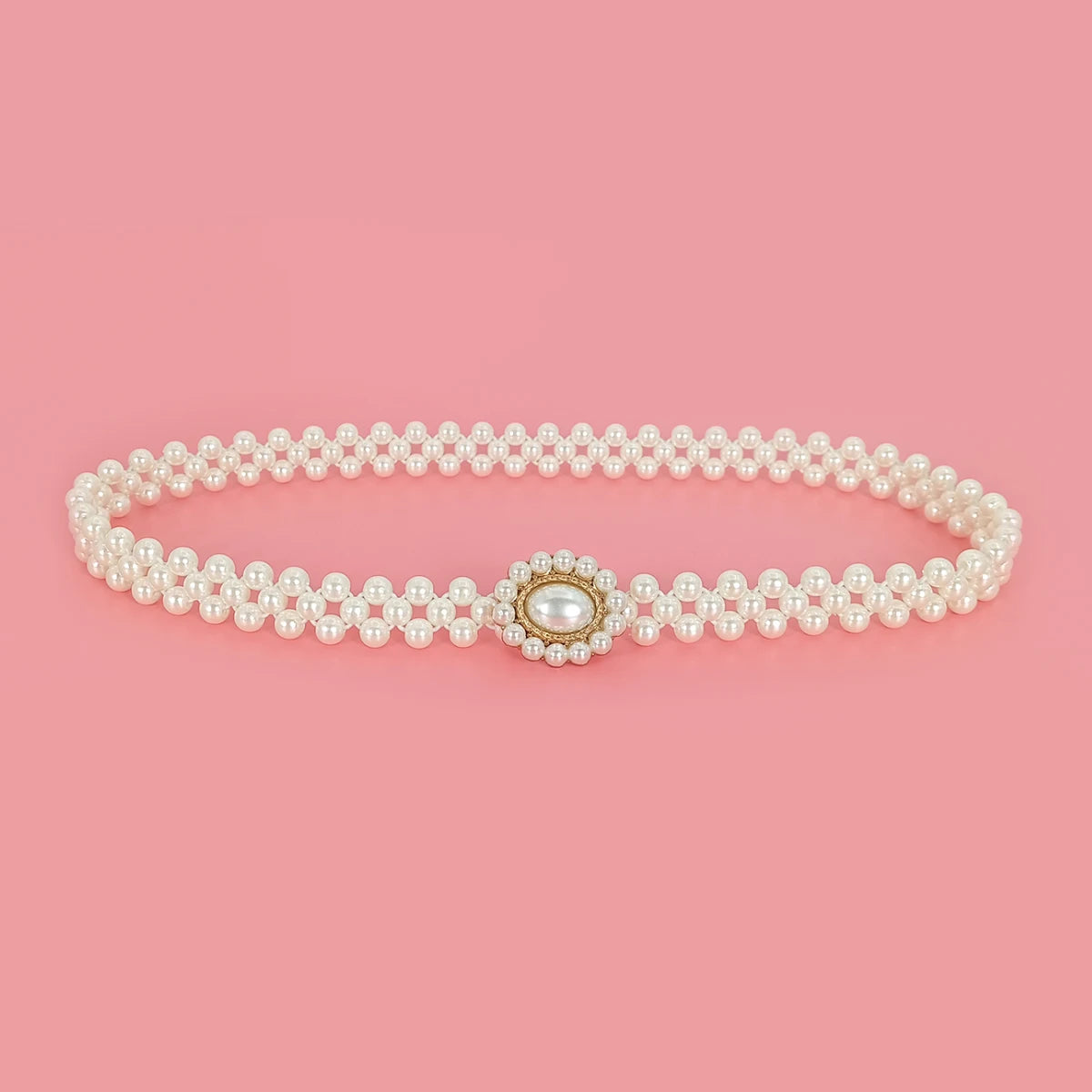 PENDRA Iriseva Pearl White Elegant Waist Chain Belt