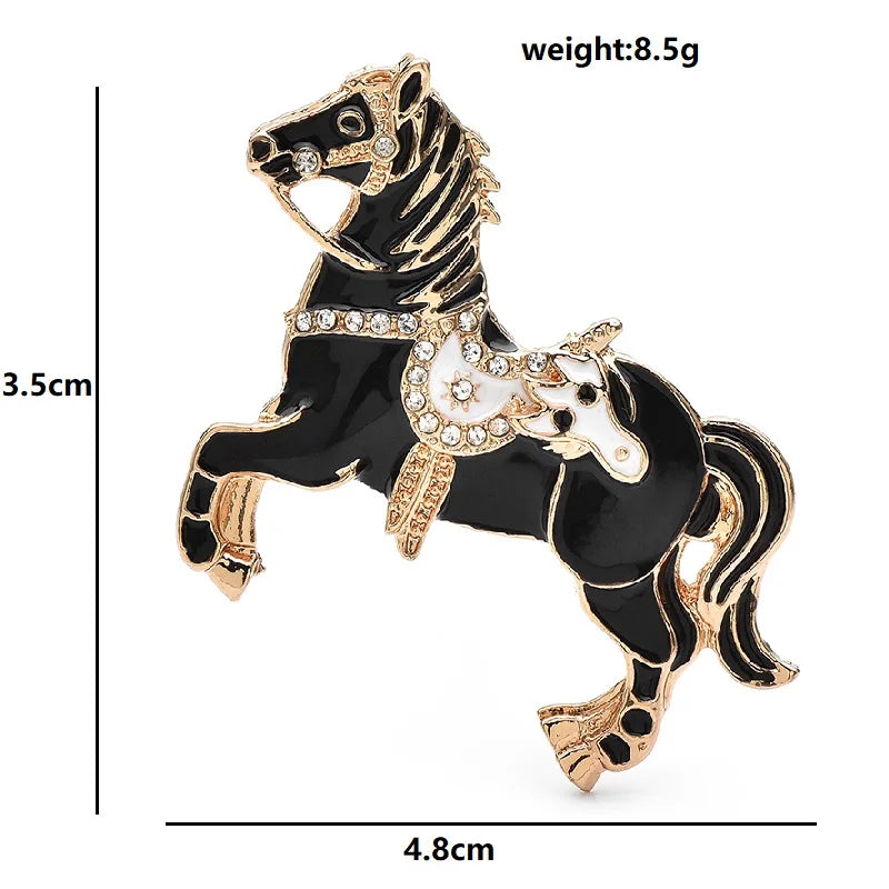 Wuli&baby 4-color Enamel Running Horse Brooch Pins Zodiac Horse New Year Women Kid's Clothes Backpack Brooches Badge Gifts
