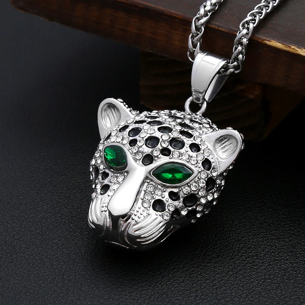 PENDRA Leopardcrest Stainless Steel Leopard Head Pendant