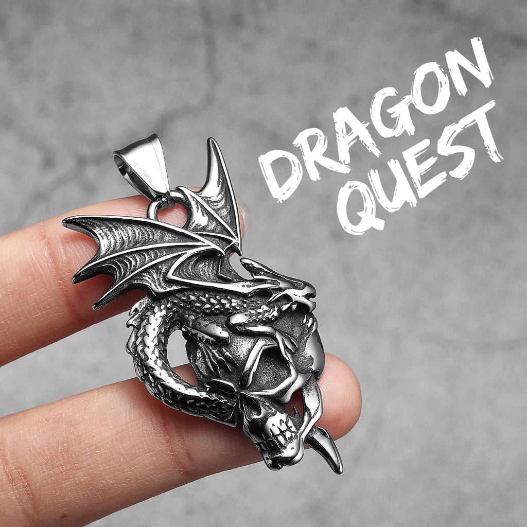 PENDRA Dragon Skull Steel Necklace