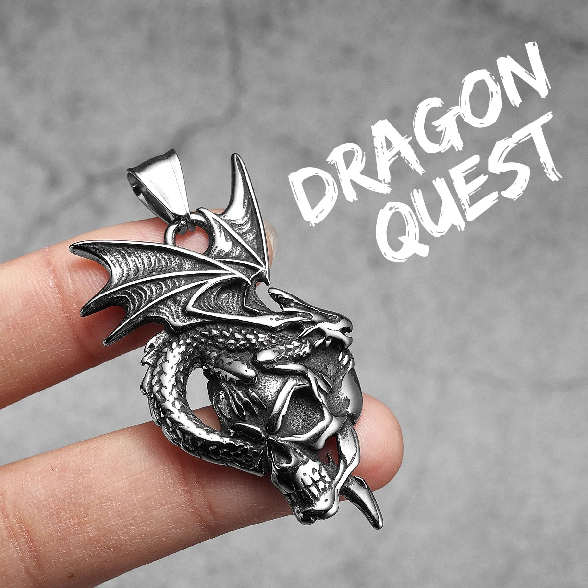 PENDRA Dragon Skull Steel Necklace