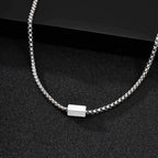 Customized 1-4 Name Neckace for Men,Never Fade Stainless Steel Tube Box Chain Collars,Personazlied Gift to Father Husband