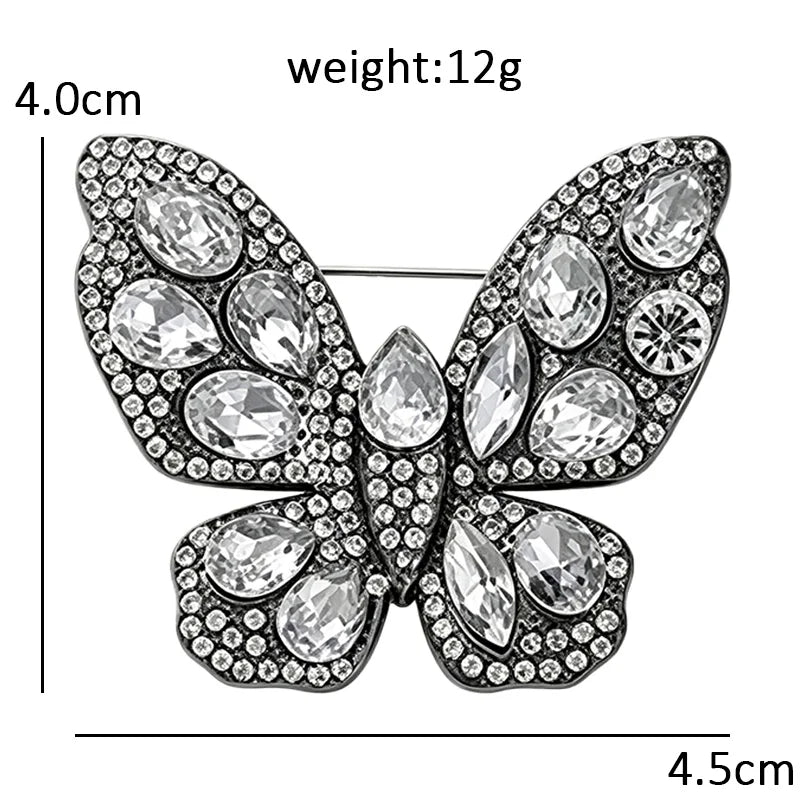 PENDRA Sparkling Butterfly Rhinestone Brooch