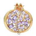 PENDRA Garnet 3-Color Enamel Rhinestone Pomegranate Brooch