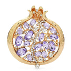 PENDRA Garnet 3-Color Enamel Rhinestone Pomegranate Brooch