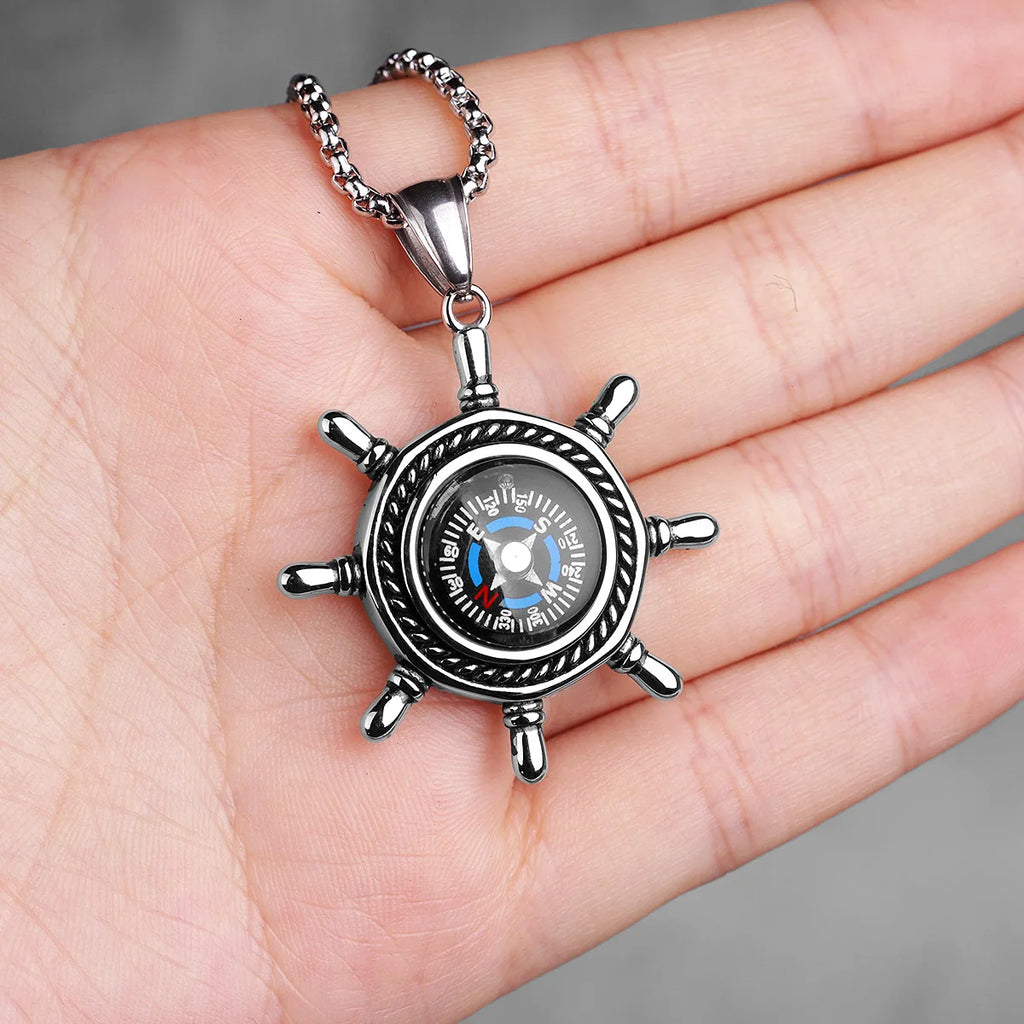 PENDRA Rudder Compass Steel Necklace