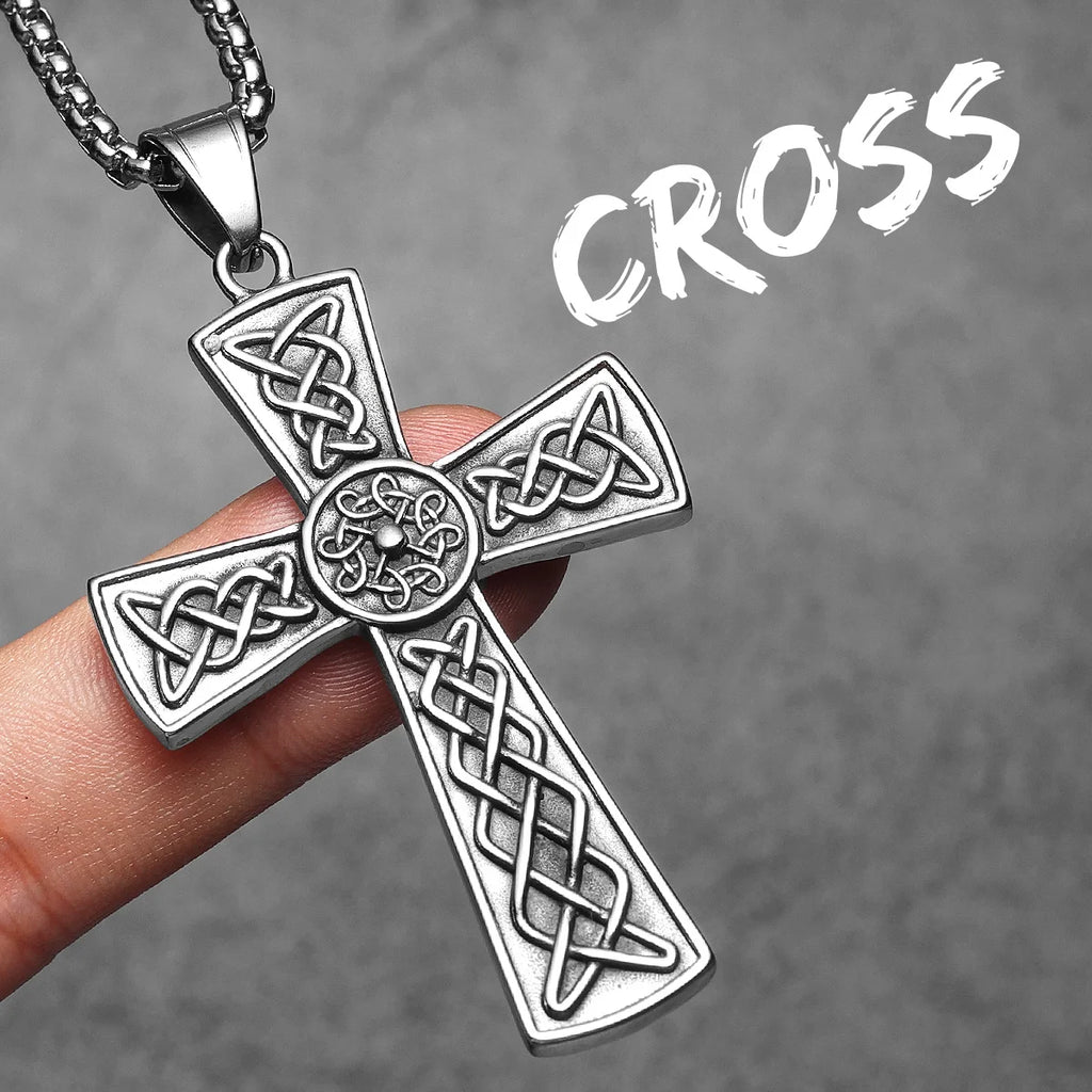 Carving Cross Men Necklaces Stainless Steel Pendant Chain Women Fashion Retro Jewelry Punk New In Accessories Gifts Wholesale
