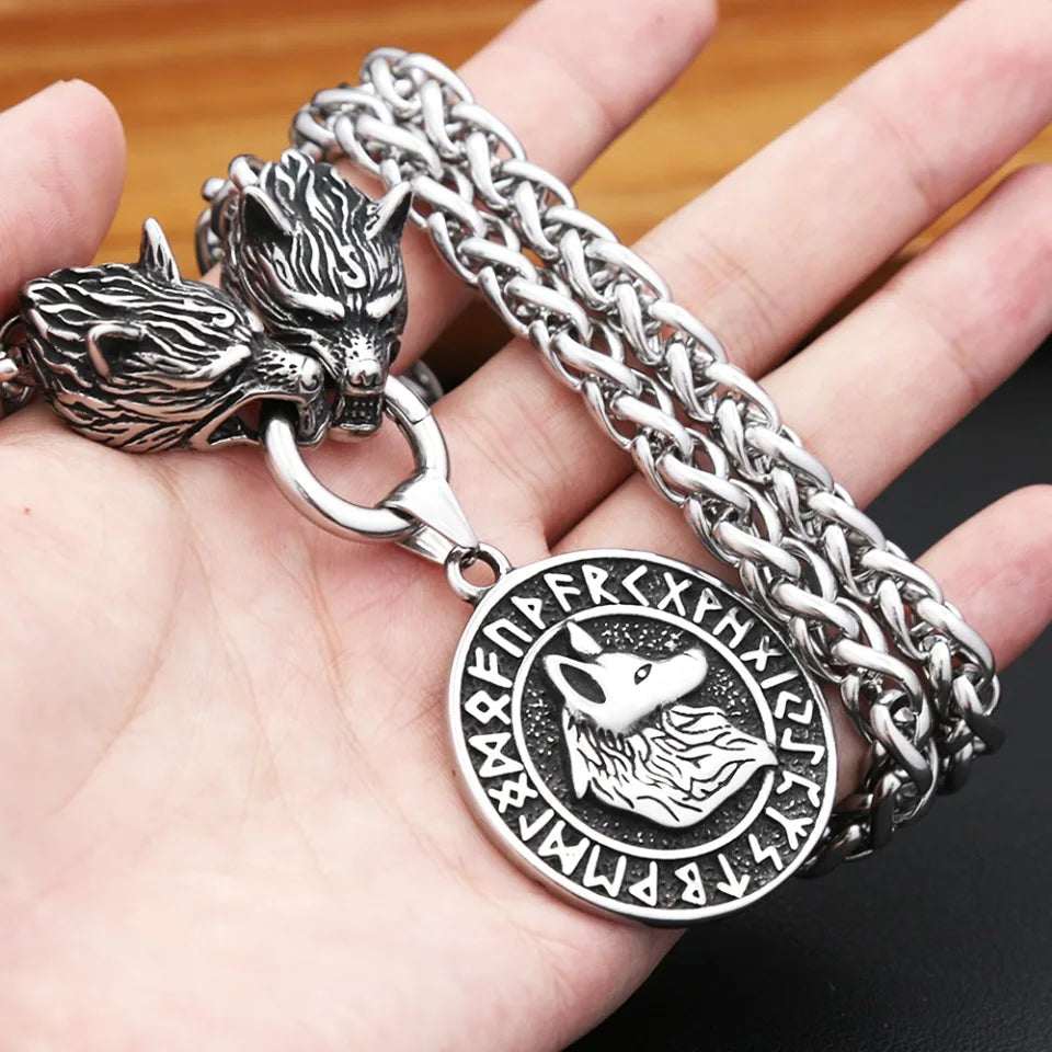 PENDRA Wolfcrest Viking Wolf Head Necklace