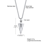 Mens Cremation Urn Necklace for Ashes,Stainless Steel Tribal  Arrowhead Memorial Pendant,Bereavement Keepsakes Gifts