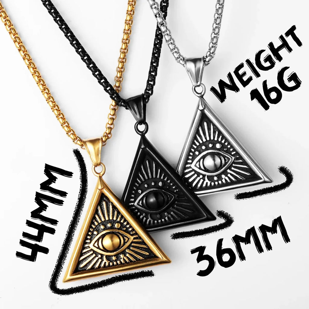 PENDRA Masonic Illuminati Eye Steel Necklace