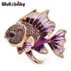 PENDRA Finlet 2-Color Rhinestone Enamel Fish Brooch