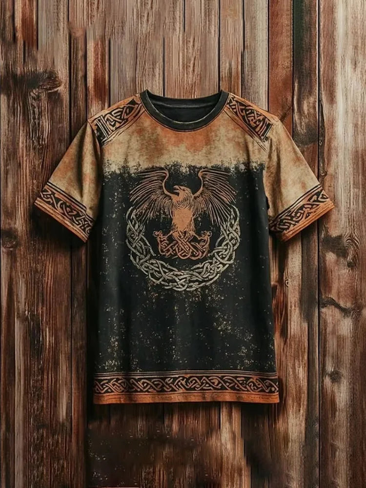 PENDRA Tribal Ethnic Rune-printed Retro Loose-fitting Short-Sleeve T-Shirt