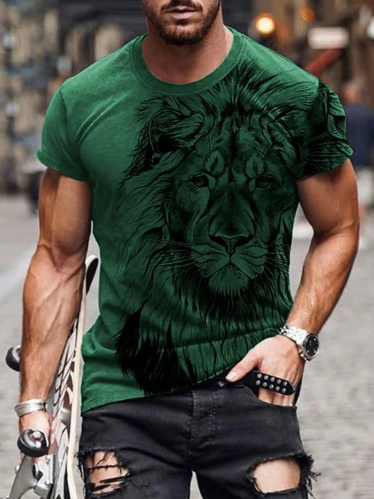 PENDRA Short-Sleeve Lion Print T-Shirt