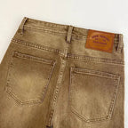 High-end 2026 Luxury Brand Clothes Khaki Jeans Men's Light Luxury Washed Casual Elastic Slim Small Feet Embroidered Long Pants