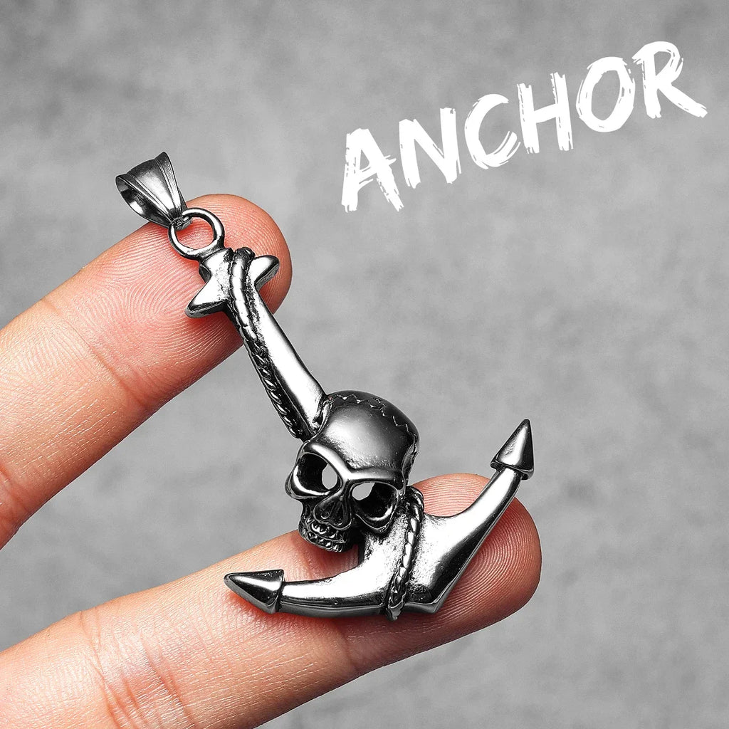 Skull Anchor Amulets Men Necklaces Stainless Steel Pendant Chain Women Fashion Jewelry Punk New In Accessories Gifts Wholesale