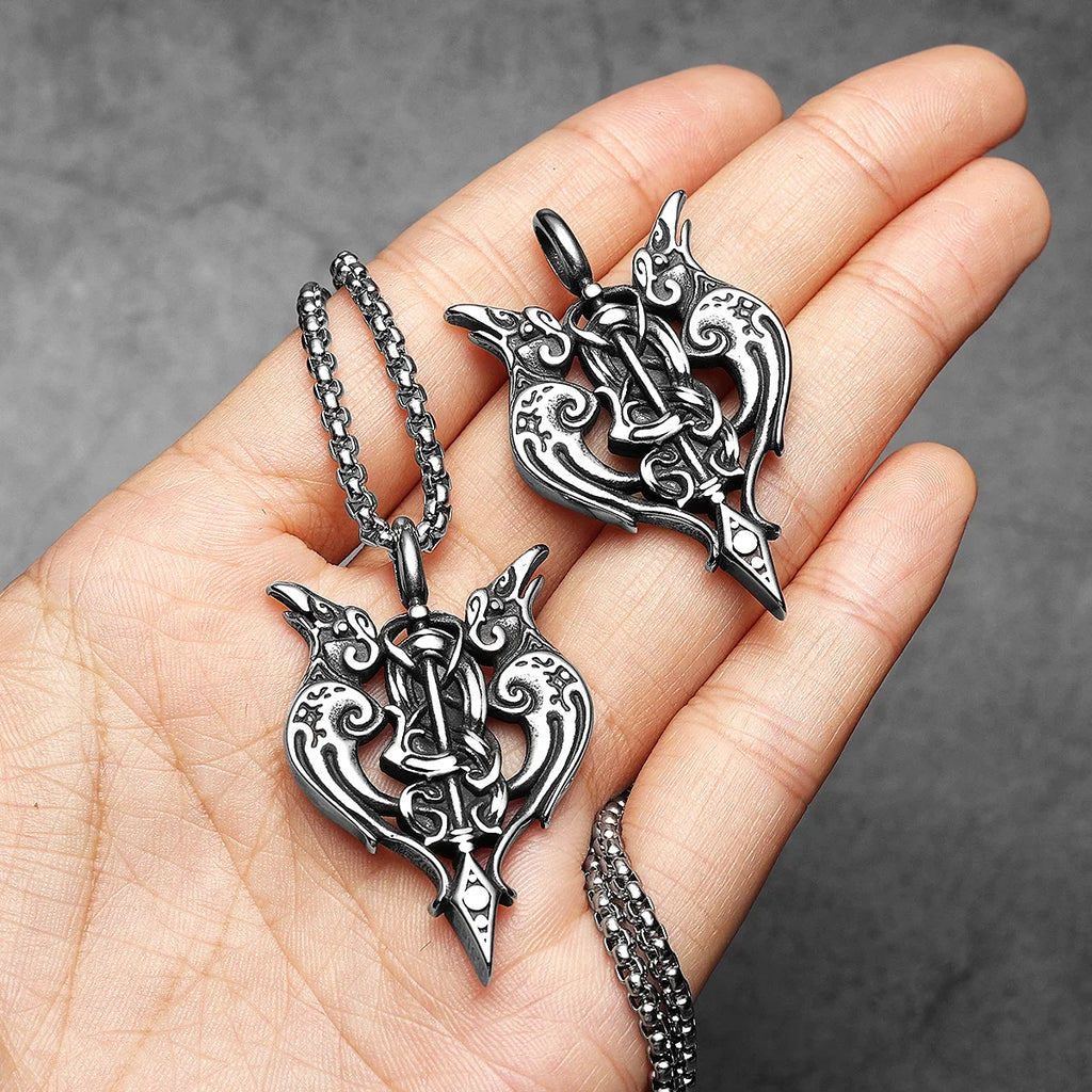 PENDRA Raven Sword Steel Necklace
