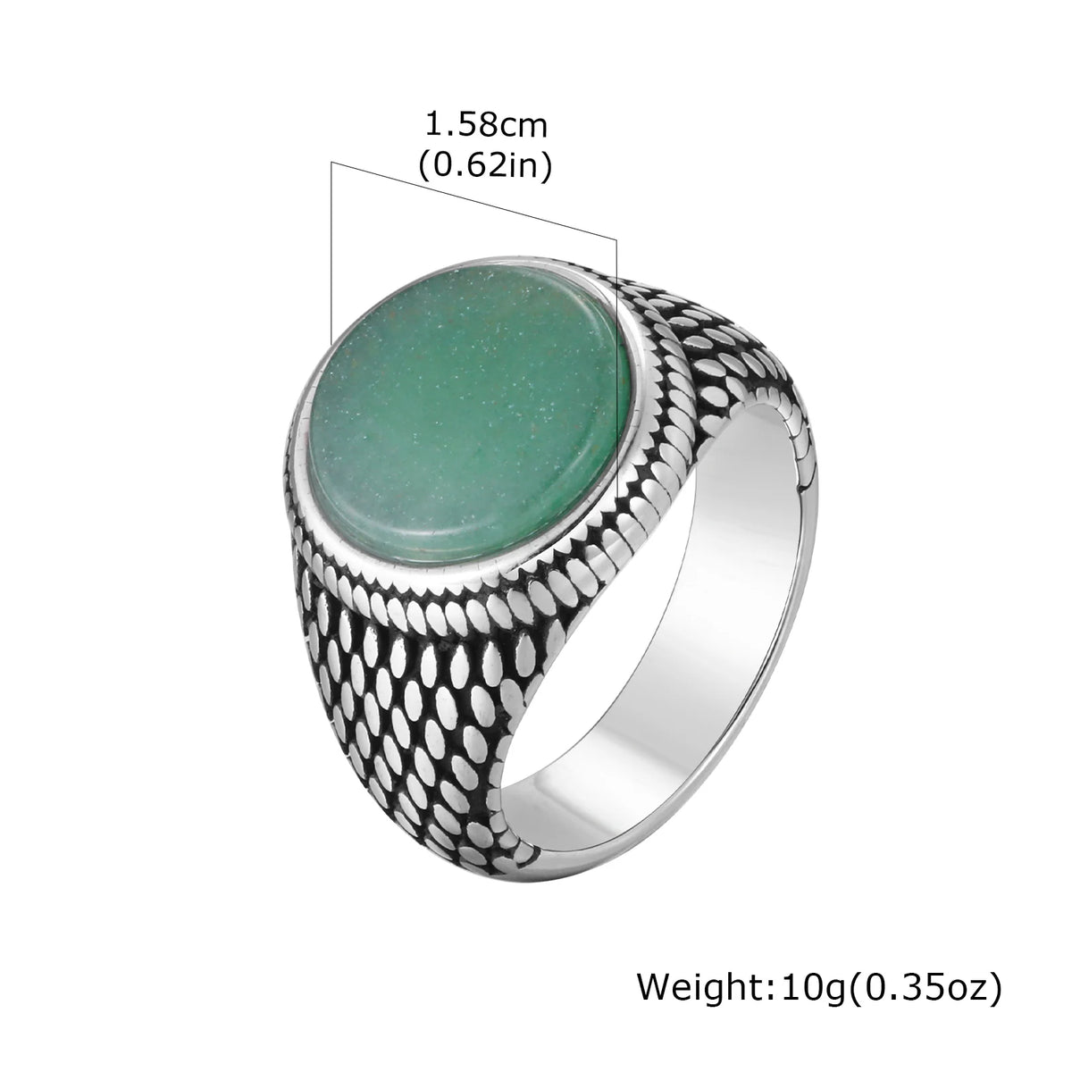 Punk Vintage Ethnic Rings for Men,Stainless Steel Natural Stone Scale Ring,Round Stone Signet Ring Gift for Husband Dad Son