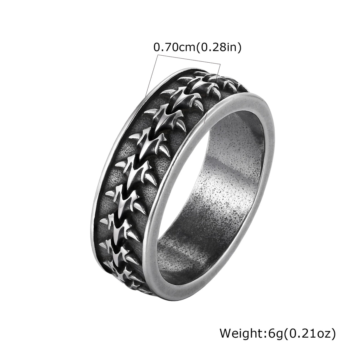 Dragon Spine Ring for Men,Stainless Steel Vintage Punk Biker Band Ring,Gothic Statement Jewelry