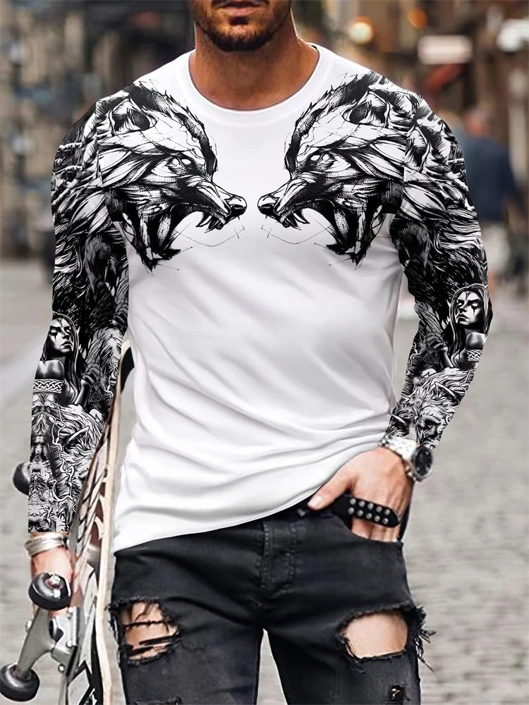 PENDRA Eagle Long Sleeve Print T-Shirt