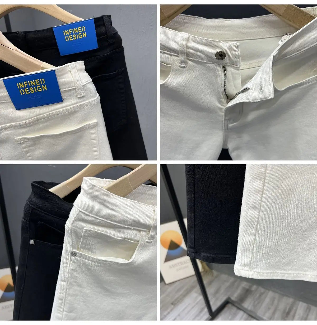 High-quality 2026 White Denim Shorts Men's Trendy Brand Korean Slim-fit Men's Black High-end Medium Pants Short Jeans for Men