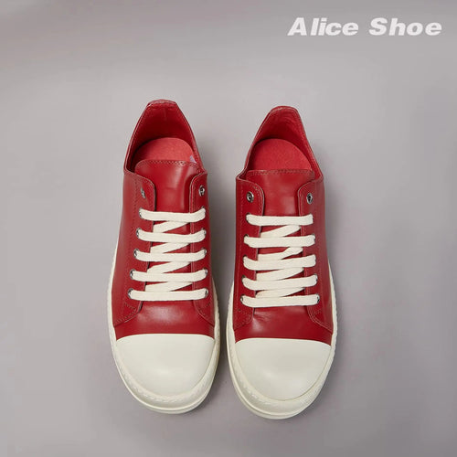 Classic Men Casual Shoes Low Top Quality Red Leather Luxury Lace Up Thick Sole Designer New Trainers Women Brand Flat Sneakers