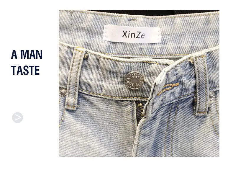 High Quality New Summer Korean Luxury Clothing Design Men's Casual Denim Shorts Distressed Cat Whisker Streetwear Short Pants