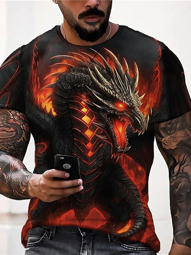 PENDRA Urban Short-Sleeve Dragon Print T-Shirt
