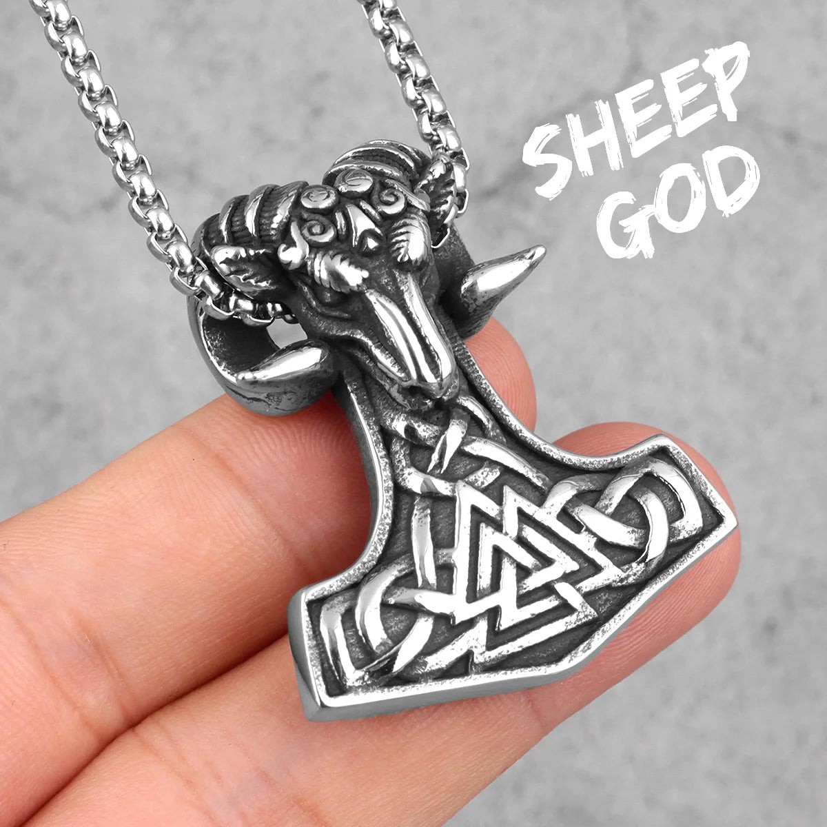 PENDRA Sheep Head Boyfriend Steel Necklace