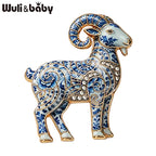 PENDRA Zodiac Goat Multicolor Rhinestone Brooch
