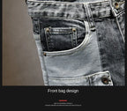 New Arrival High Quality KPOP Splicing Men's Designer Work Pants Jeans Grey Patchwork Korean Fashion Men Luxury Casual Pants