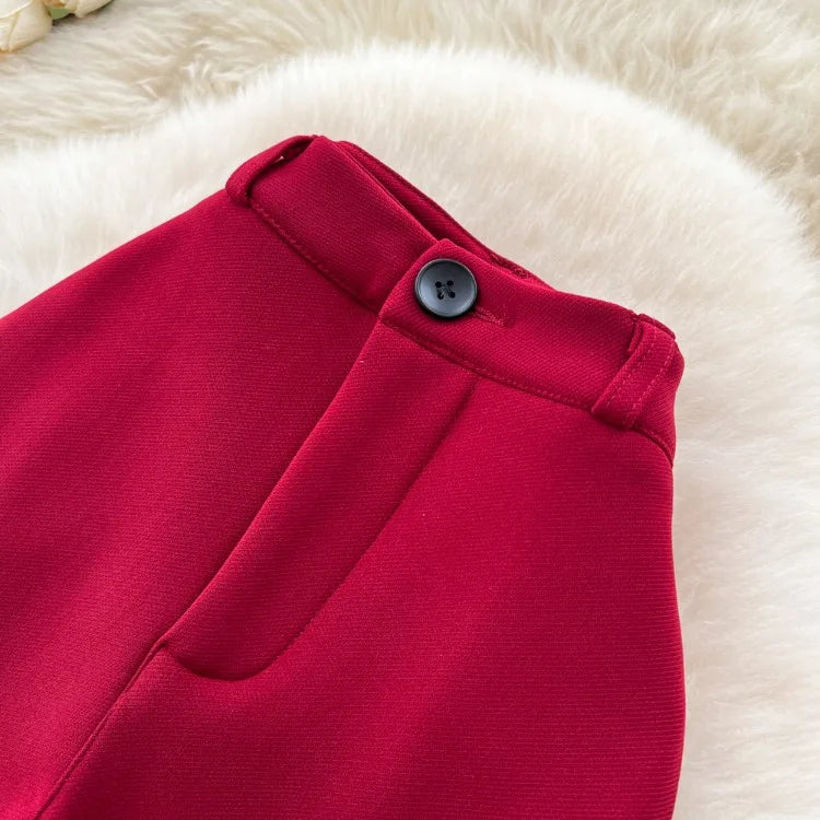 High waisted slim fit micro flared pants women in spring new design sense casual versatile solid color straight leg pants