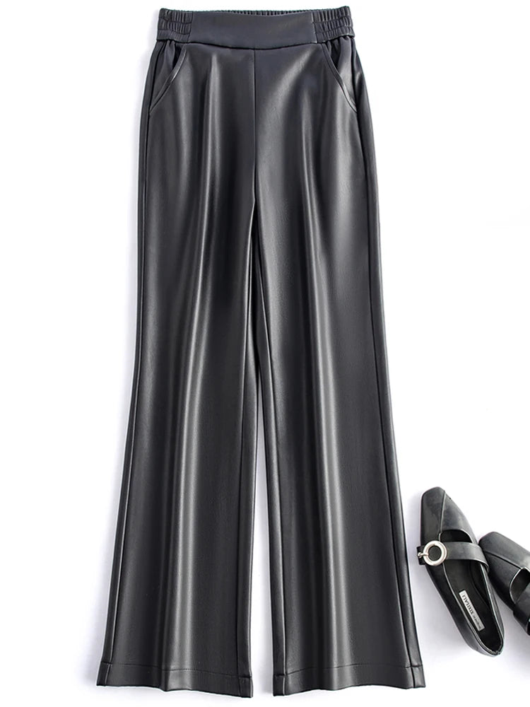 PENDRA Leather Elastic Waisted Pants