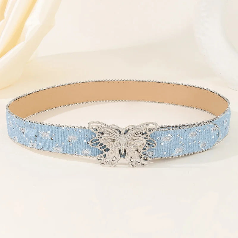PENDRA Rheais Leather Pink Butterfly Gothic Belt
