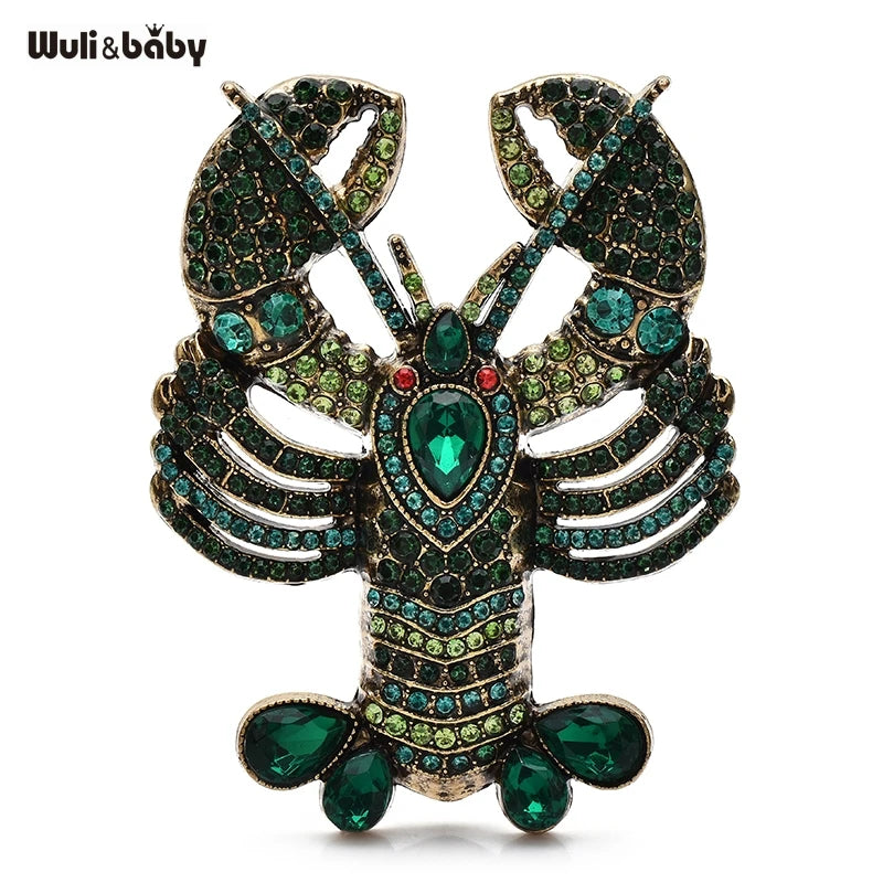PENDRA Coastal Lobster Vintage Rhinestone Brooch