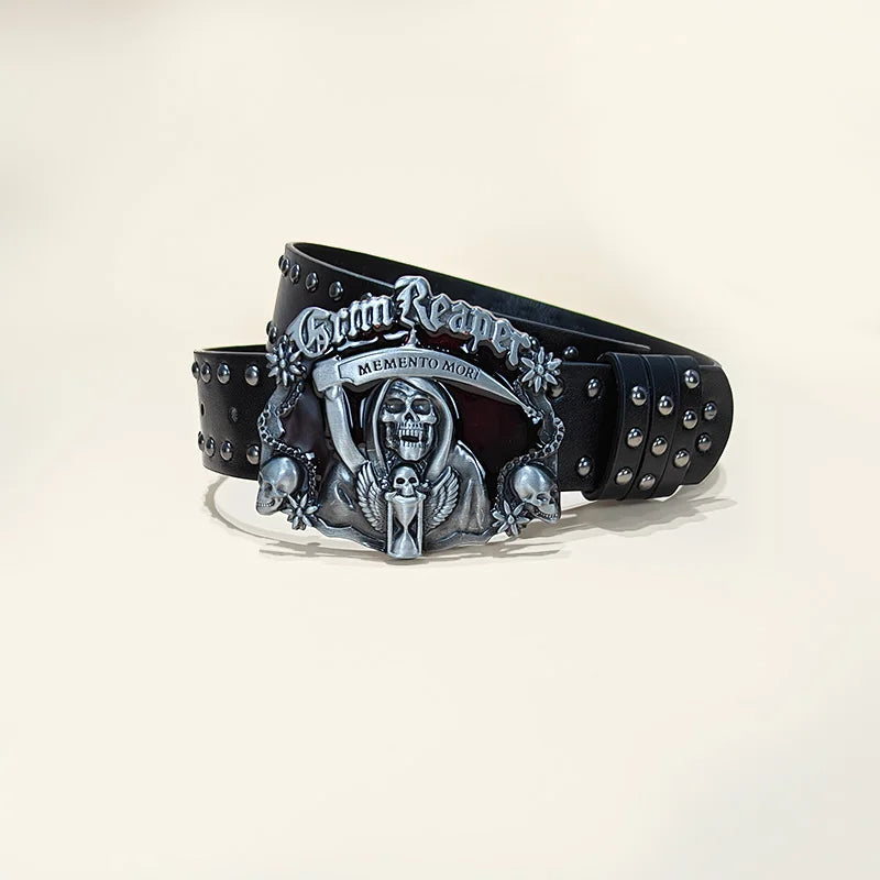 Unisex Desinger Belts For Women and Men High Quality Luxury Brand Punk Black Rivet Jeans Belt Skull Wolf Buckle Gothic Waistband