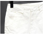 Korean Washed Luxury Men's Slim Jeans Designer Denim Short Pants for Summer Boyfriend Stretch Straight White Cargo Cotton Shorts