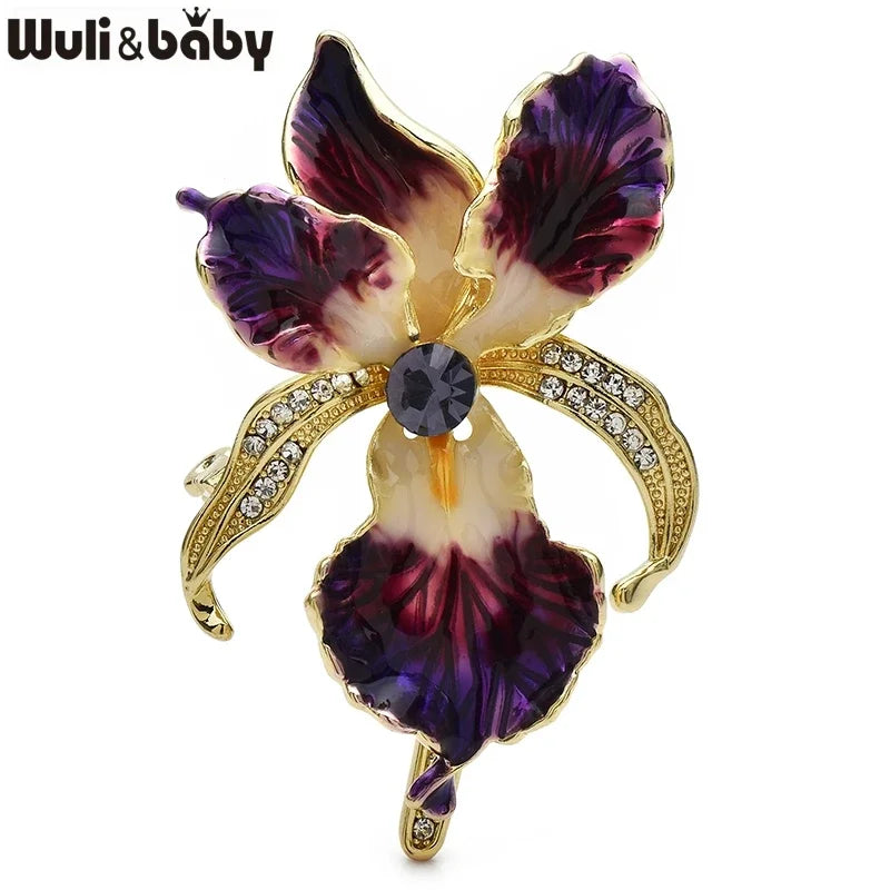 PENDRA Orchid Elegant Enamel Flower Brooch
