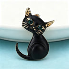 PENDRA Noircat Black Enamel Cat Brooch