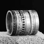 PENDRA Runes Rhinestone Boyfriend Steel Ring